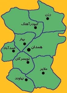 نقشه استان همدان و حمل بار خاور شهرستان