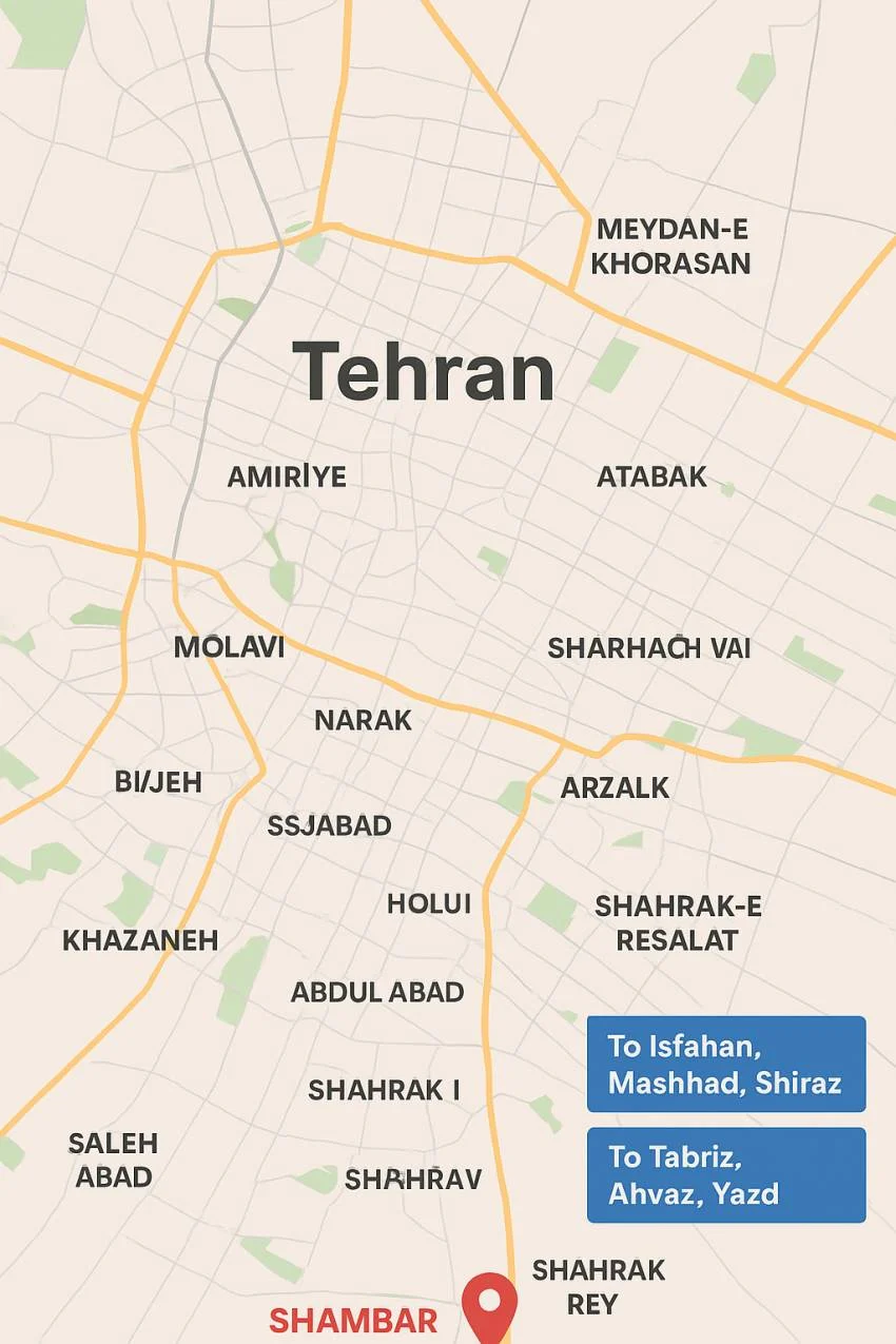 باربری تهران به شهرستان و پوشش شهرستان بار نشون میدهذ