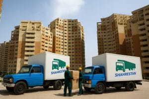 هدف از این تصویر اشنایی با منطقه 22  باربری غرب تهرانو ماشینهای مسقف مخصوص اثاثیه منزل است و مهمتر از همه جابجایی در این منازل کارگر حرفه ای مطلبد